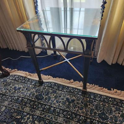 Ornate Asian Oriental Glass Top  Table