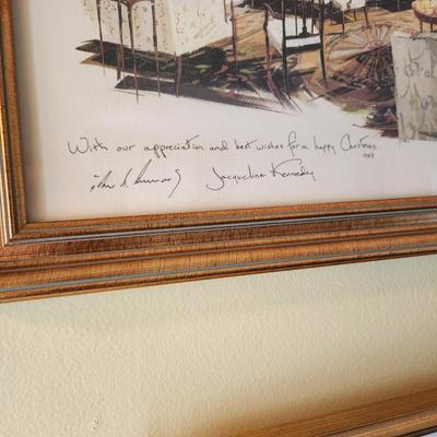1963 White House "The Green Room" by Edward Lehman with note from Kennedy's