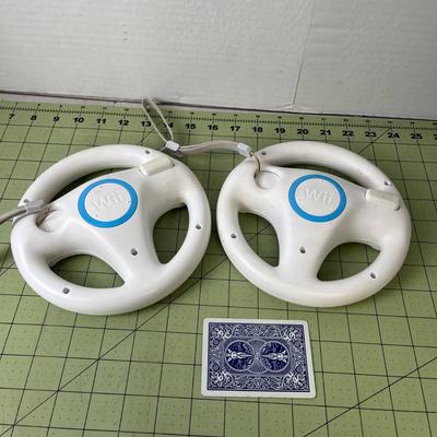 Nintendo Wii Controllers with Steering Wheel Accessory