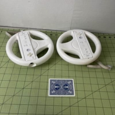 Nintendo Wii Controllers with Steering Wheel Accessory