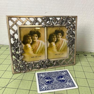 Dual Photo Floral Metal Frame