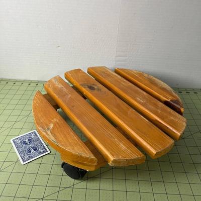 Wooden Plant Caddy Roller