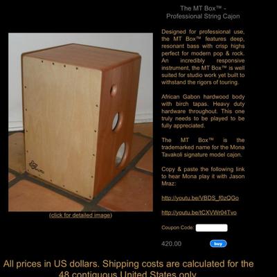 The MT Box - Professional String Cajon (Drum)