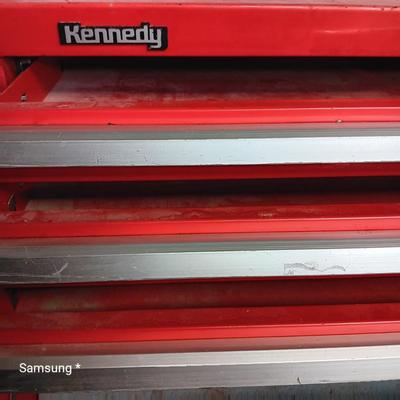 Kennedy Red Tool Storage Box on Wheels Rolling