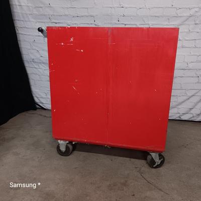 Kennedy Red Tool Storage Box on Wheels Rolling