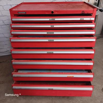 Kennedy Red Tool Storage Box on Wheels Rolling