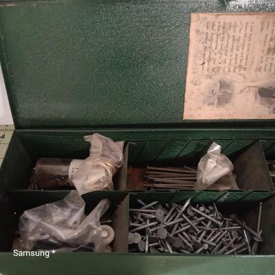 Green Metal Case with Screws & Nail Assortment