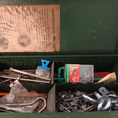 Green Metal Case with Screws & Nail Assortment