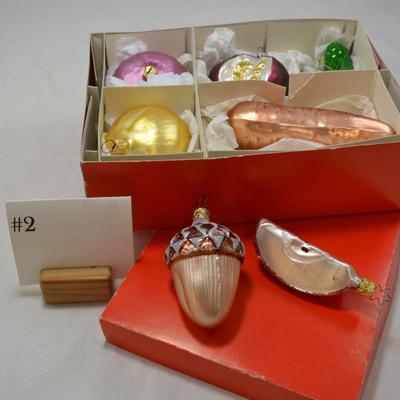 Lot of 8 Hand Blown Food Variety of Christmas Ornaments