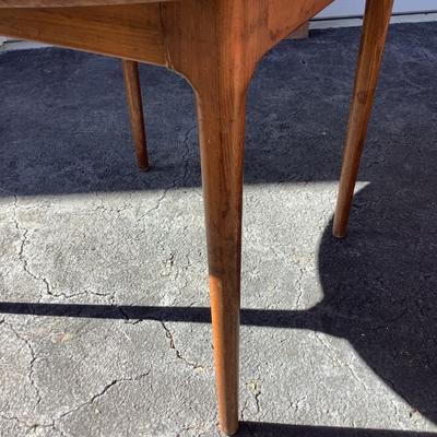 Wooden round table with vinyl top 30"H 41"diameter 10.5" leaf