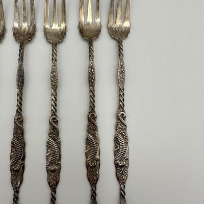 Sterling WHITING Seafood Forks w/ Seahorses (11)