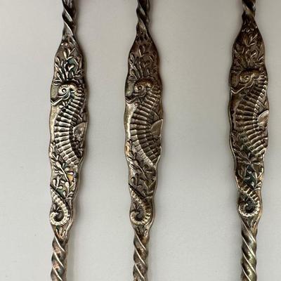 Sterling WHITING Seafood Forks w/ Seahorses (11)