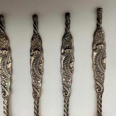 Sterling WHITING Seafood Forks w/ Seahorses (11)