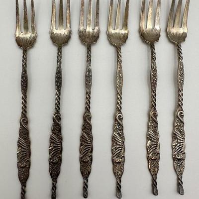 Sterling WHITING Seafood Forks w/ Seahorses (11)