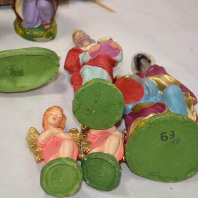 Handmade Wood Nativity Stable with Crafted Italian Pieces - AS IS