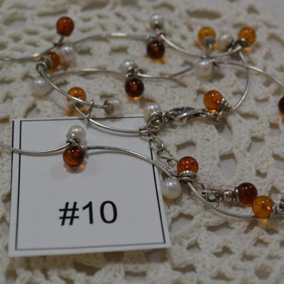 925 Sterling Baltic Amber & Cultured Pearl Necklace 16" 10.3g