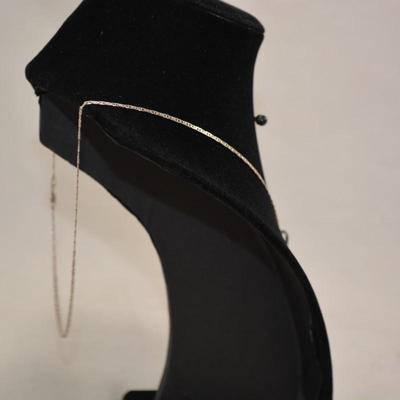 925 Sterling Chain w/ 925 Onyx Pendant + Matching 925 Studs 8.8g