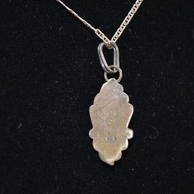 925 Sterling Chain w/ 925 Onyx Pendant + Matching 925 Studs 8.8g