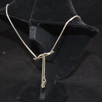 Cube Link 925 Silver Necklace w/ Heavy 925 Pendant 25" 29.3g