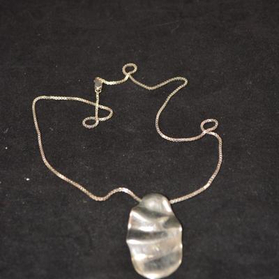 Cube Link 925 Silver Necklace w/ Heavy 925 Pendant 25" 29.3g