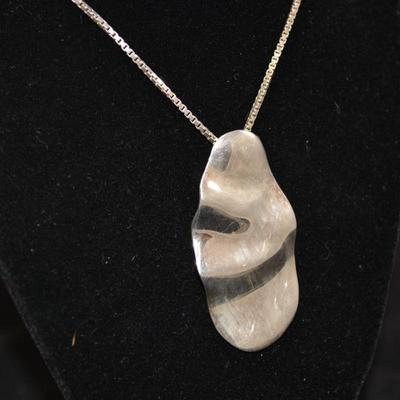 Cube Link 925 Silver Necklace w/ Heavy 925 Pendant 25" 29.3g