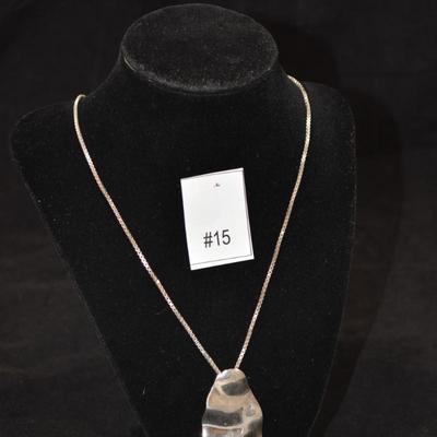Cube Link 925 Silver Necklace w/ Heavy 925 Pendant 25" 29.3g