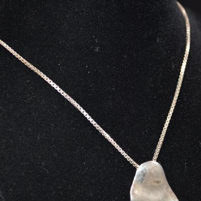 Cube Link 925 Silver Necklace w/ Heavy 925 Pendant 25" 29.3g