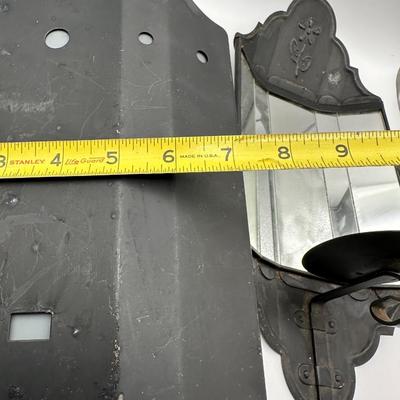 Pair of Black Metal & Mirror Independence Hall Style Sconces (2)