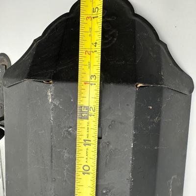 Pair of Black Metal & Mirror Independence Hall Style Sconces (2)