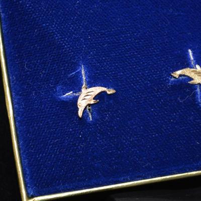 14K Dolphin Earrings w/ 14K Posts & Backs 0.4g