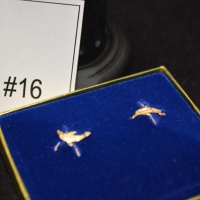 14K Dolphin Earrings w/ 14K Posts & Backs 0.4g
