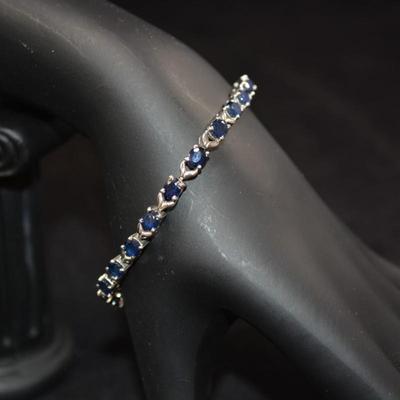 925 Sterling Tennis Bracelet w/ Topaz 7" 12.4g