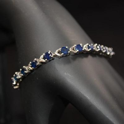 925 Sterling Tennis Bracelet w/ Topaz 7" 12.4g