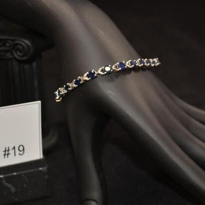925 Sterling Tennis Bracelet w/ Topaz 7" 12.4g