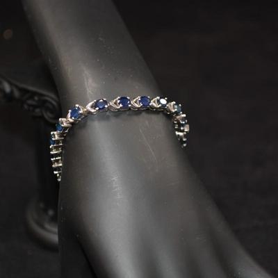 925 Sterling Tennis Bracelet w/ Topaz 7" 12.4g