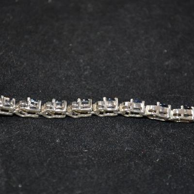 925 Sterling Tennis Bracelet w/ Topaz 7" 12.4g
