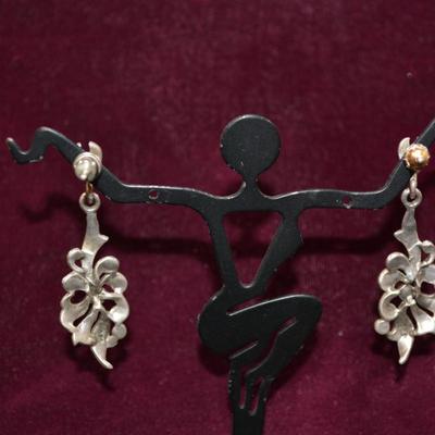 925 Sterling & Marcasite Drop Earrings 4.9g