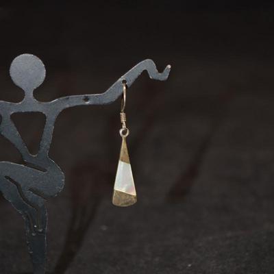 925 Sterling & Mother of Pearl Drop Earrings 3.2g