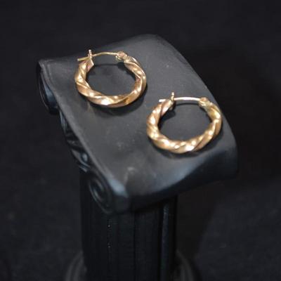 14K Gold Twist Hoop Earrings 2.6g