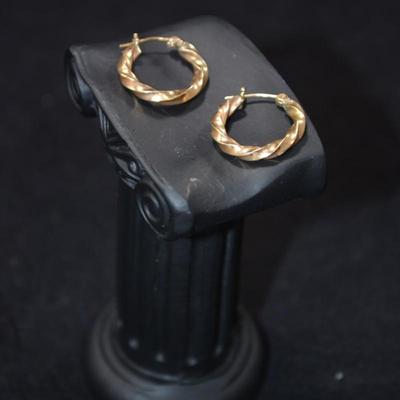 14K Gold Twist Hoop Earrings 2.6g