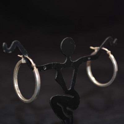 1" 925 Sterling Hoop Earrings 2.5g