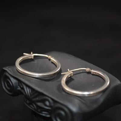 1" 925 Sterling Hoop Earrings 2.5g