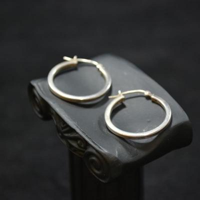 1" 925 Sterling Hoop Earrings 2.5g