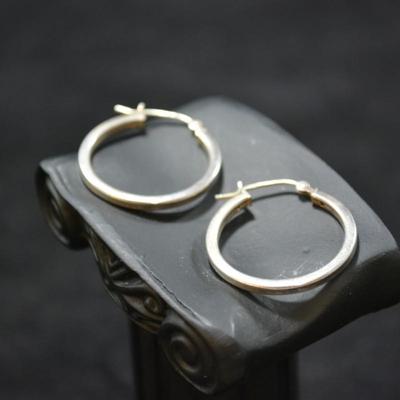 1" 925 Sterling Hoop Earrings 2.5g