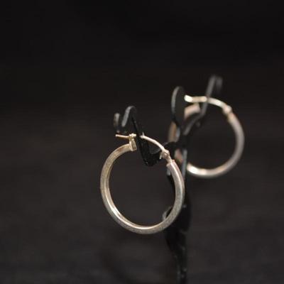 1" 925 Sterling Hoop Earrings 2.5g