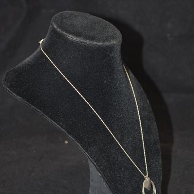 925 Sterling Chain & Heart Pendant w/ Garnet 18.5" 3.2g