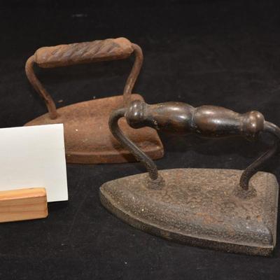 Set of 2 Heavy Antique Cast Iron Clothing Irons
