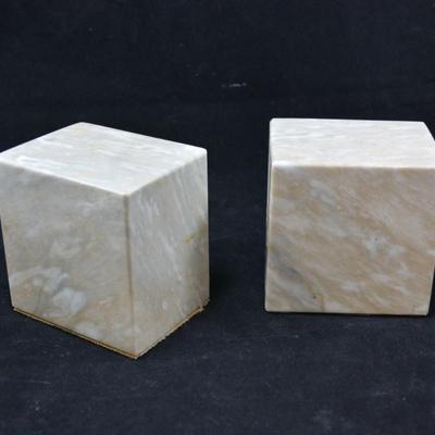 Set of Heavy Marble Minimalist Bookends - AS IS