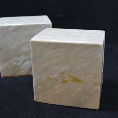 Set of Heavy Marble Minimalist Bookends - AS IS
