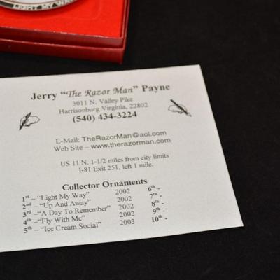 Lot of 4 Local Jerry "The Razor Man" Payne Christmas Ornaments with Boxes
